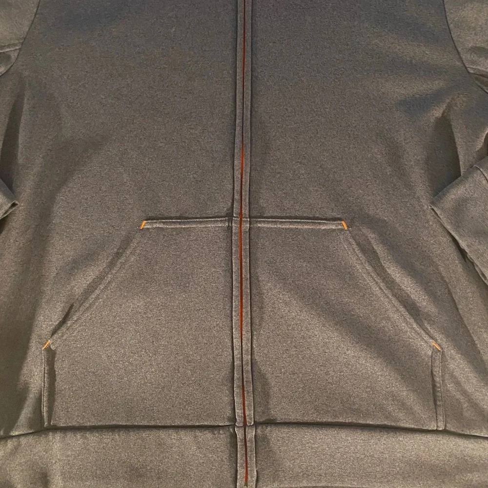 The North Face Mens XL Full Zip Hoodie Fleece Charcoal Gray Orange Logo